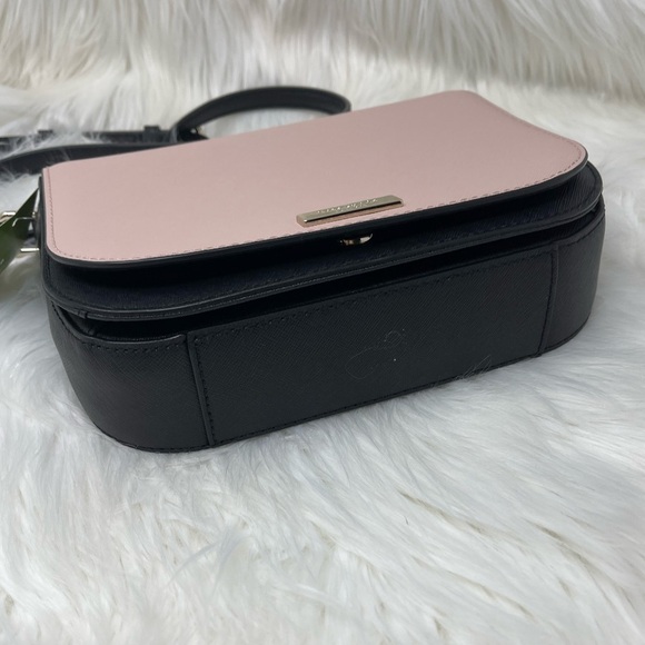 KATE SPADE NEW YORK LAUREL WAY LARGE CARSEN BLACK & PINK CROSSBODY LEATHER BAG - Picture 9 of 12